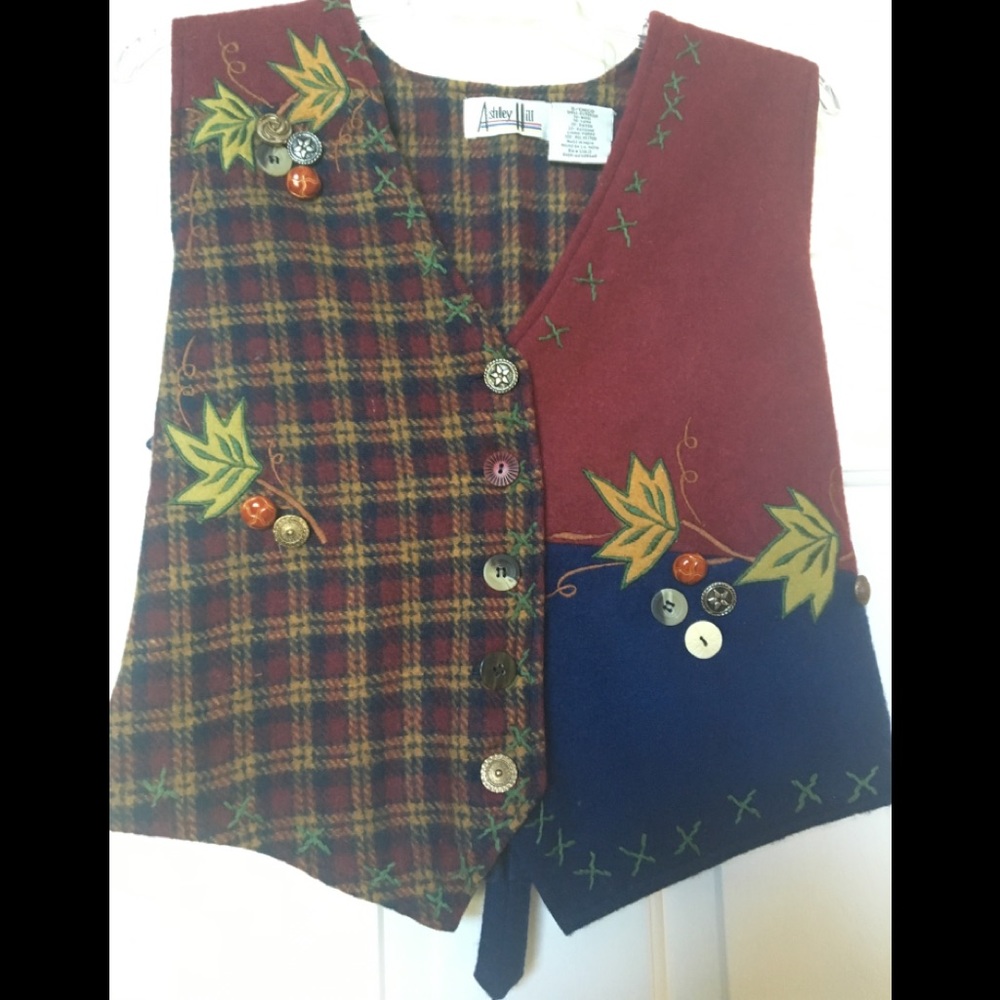 Ashley Hill Unusual Buttons Wool Fall Vest